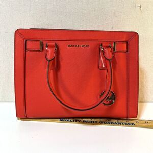 Michael Kors Dillon Satchel Women Medium Red Leather Handbag Luxury Professional